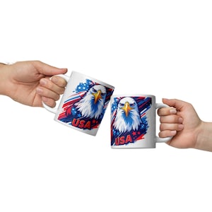 Patriotic Eagle Coffee Mug: Red, White & Blue USA Design