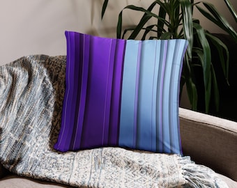 Purple and Blue Striped Throw Pillow: Modern Vertical Lines Cushion