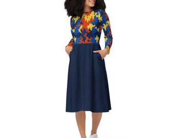 Hot Dogs Food Printed Midi Dress, Casual Birthday Party Dress, Evening Dress,  Full Sleeves Beach Dress With Pockets, Hot Dogs Lover Gift - Etsy