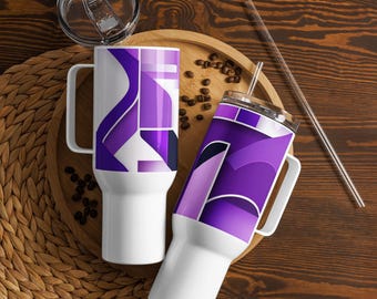 Purple Abstract Travel Mug: Modern Stainless Steel On-the-Go Mug