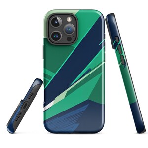 Blue and Green Abstract iPhone Case: Dual Layer Protection