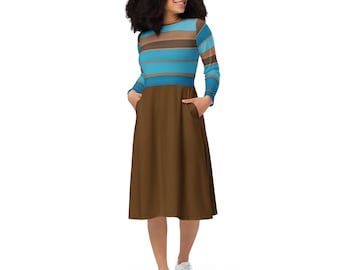 blue and brown fall dress Blue And Brown Maxi Dresses