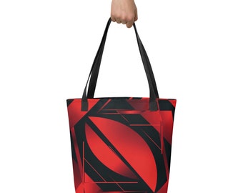 Red-Orange Graphic Tote Bag: Modern Reusable Shopping Bag