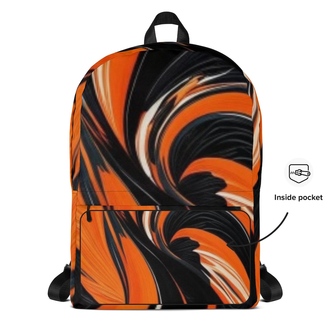 Orange Design Backpack - Modern Colorful Abstract School or Travel