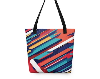 Multicolor Stripe Tote Bag - Vibrant Colors Stripes Carryall
