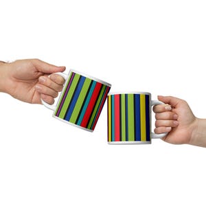 Bold Multicolor Stripe Mug - Vibrant Vertical Lines - White glossy mug