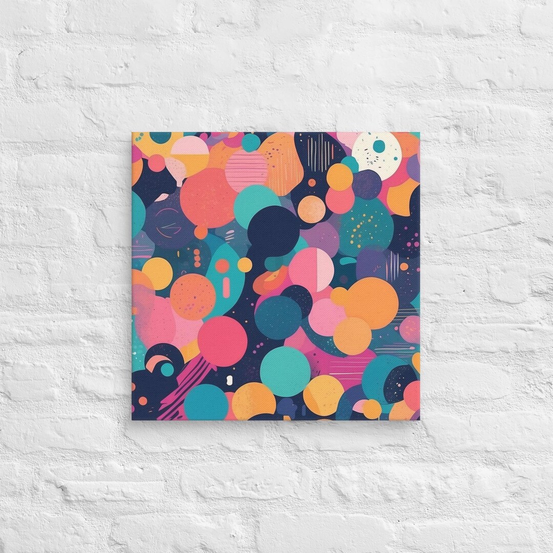 Multicolor Polka Dot Wall Art Canvas - Colorful Dotted Home Decor - Etsy
