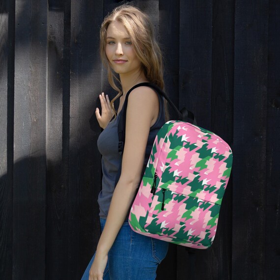 Stylish Houndstooth Backpack for Women Amelia Houndstooth Backpack | Vegan Leather Accents – Jen & Co main image 2