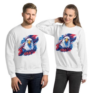 USA Eagle Unisex Sweatshirt - Red, White & Blue Crewneck