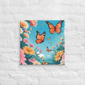 Butterfly Flower Canvas: Abstract Nature Wall Art, Vibrant Home Decor