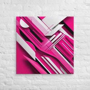 Pink and Black Graphic Wall Art Canvas - Modern Abstract Design Home ...