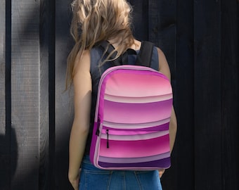 Chic Pink Striped Backpack | Trendy School Bag, Travel  display picture 1