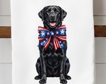 Paño de cocina de Labrador negro – Paño de cocina patriótico con forma de perro – Decoración de cocina con Labrador Retriever – Regalo para amantes de los perros