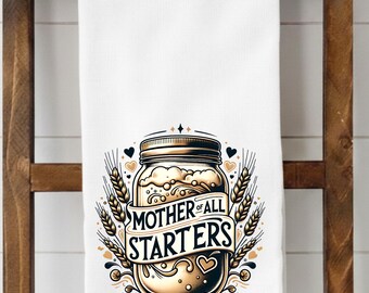 Strofinaccio da cucina "Madre di tutti gli lieviti madre" - Regalo per amanti del pane a lievitazione naturale - Strofinaccio divertente per la cottura - Regalo per fornaio - Decorazione per la cucina in stile rustico