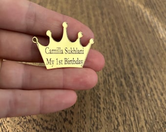 Personalized Crown Acrylic Mirror Tag: Engraved Birthday Ornament