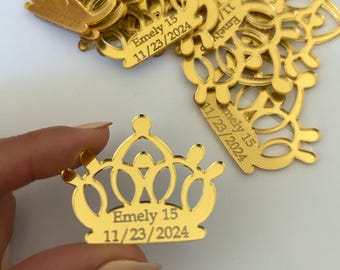Personalized Tiara Crown Acrylic Mirror Tag: Engraved Ornament