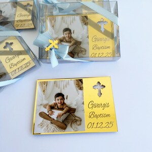 Personalized Baptism Photo Magnet Favors: Acrylic Frame, First Communion, Mi Boutizo, Christening