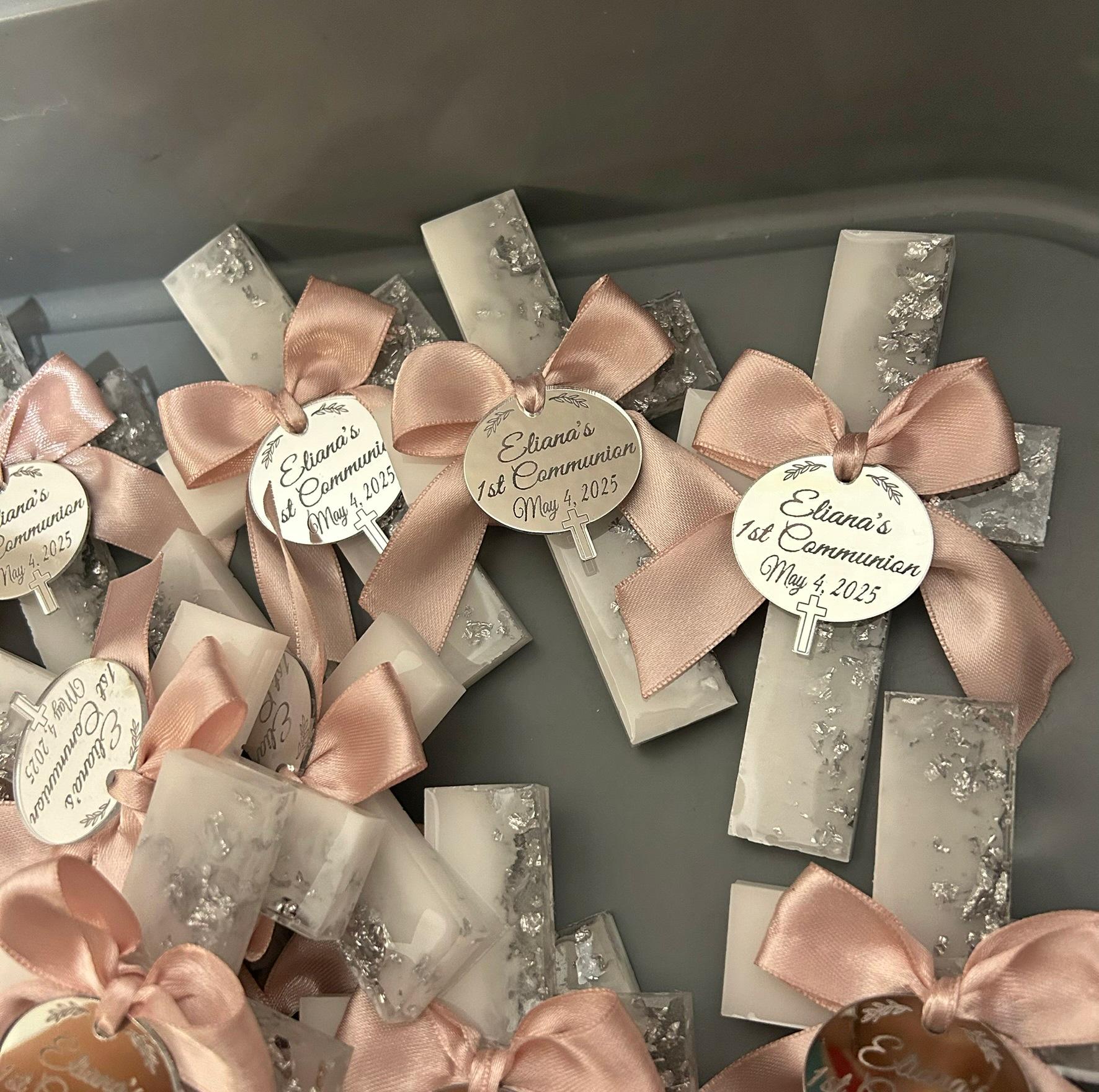 Christening Favor For Guest, Cross Magnet Baptism Favors, Pink Personalized Baptism Magnet Favors, Mi Bautizo, Communion Favor Wedding Gifts