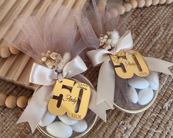 Personalized Gold Almond Candy Favors – Adult Birthday, Party Gift