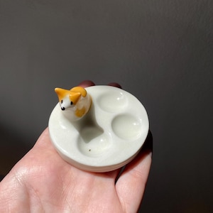 Ceramic Corgi Artist Palette or a trinket dish