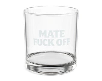 Vaso de whisky con la frase "Amate Fuck Off" / Vaso de whisky grabado / Divertido regalo australiano