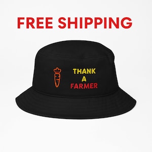 Thank a Farmer Embroidered Bucket Hat – Rural Lifestyle Gift, Farm Appreciation, Country Style Unisex Cap, Free Shipping