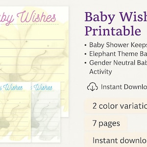 Plantilla de deseos para bebés / Recuerdo imprimible de 7 páginas para baby shower