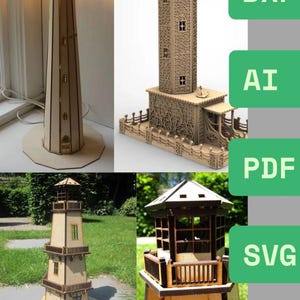 Archivo digital de faro de 3 mm cortado con láser para láser y CNC / CDR DXF / Archivos de corte láser, plantilla vectorial de patrón / Descarga digital