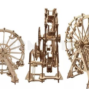 Laser Cut 3D Wooden Ferris Wheel Model Vector File Template Dxf With Assembly Instructions | Svg Pdf Ai Cdr Dxf | Digital Download