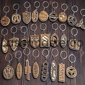 Laser Cut Bundle Of Wood Car Keychains, Laser Cut Wooden keychain Svg File | CNC File, Laser Cutting File | Dxf, Svg, Ai, Eps, Pdf Vector