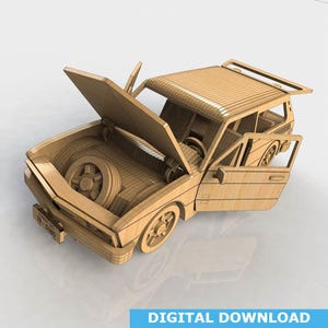 Laser Cut 3D Wooden Puzzle Volkswagen Toy Car Model Automobile CDR file