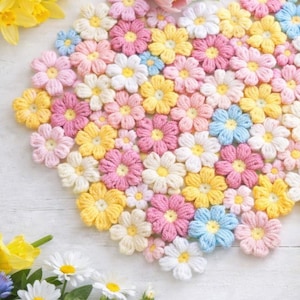 Crochet Puff Flower Blanket Pattern, Throw, Pillow (PDF Pattern)