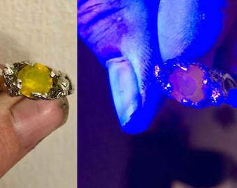 Art Nouveau victorian nude double fairy sisters A Price Above Rubies muse Selenium glass version, yellow glows pink alternative wedding ring