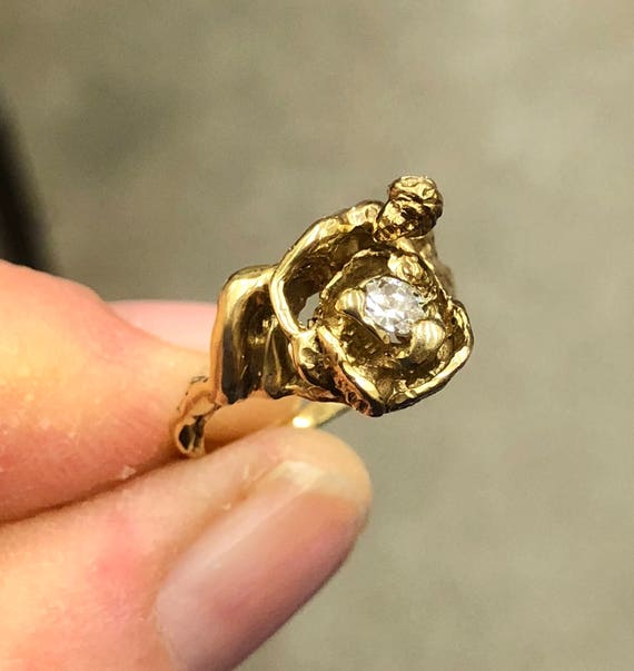 Antique French 18kt gold art nouveau diamond nude… - image 8