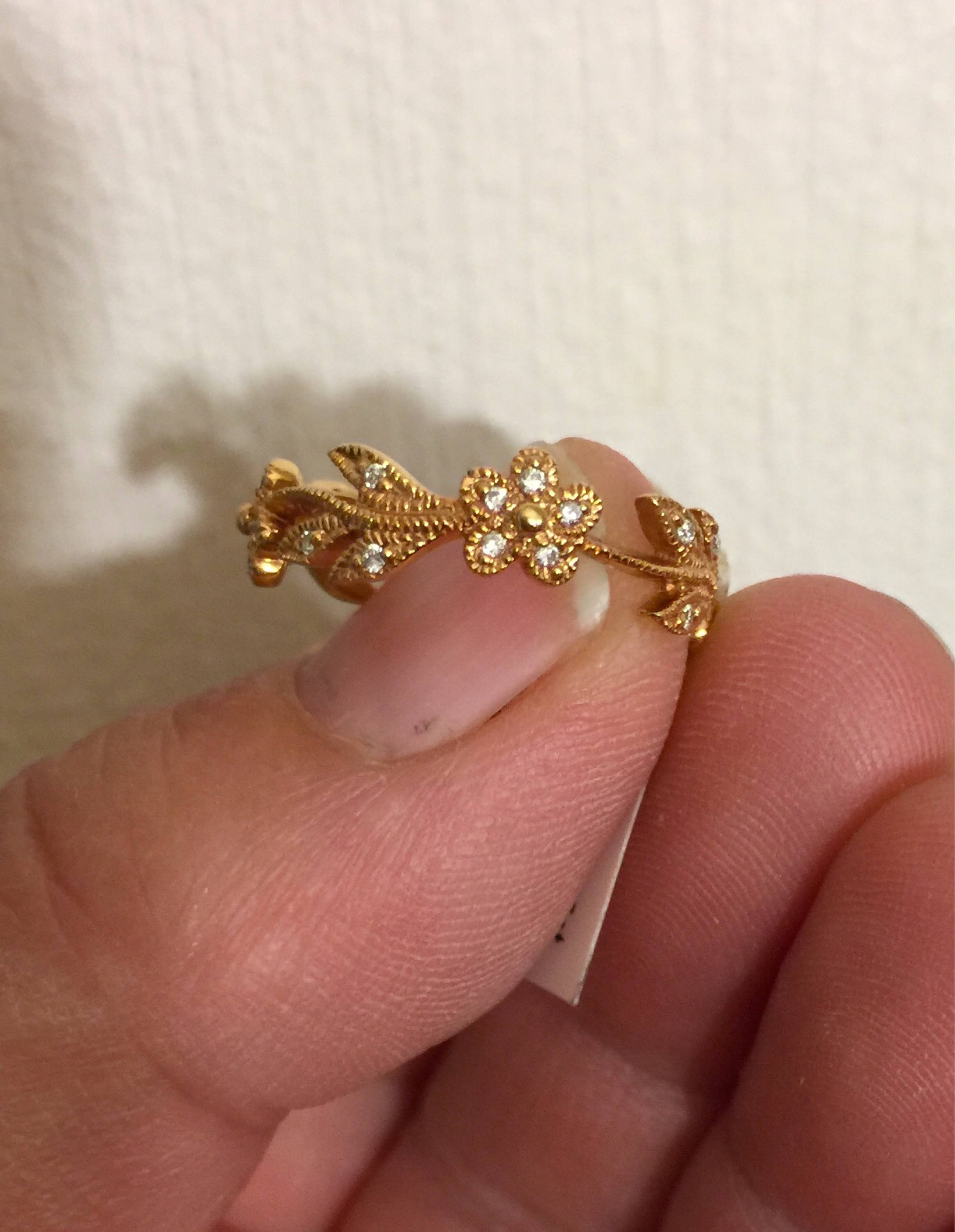14 Kt Gold Diamond Flower Floral Posey Forget Me Not Vine