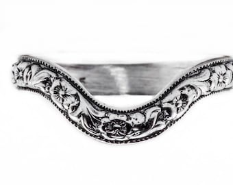 Victorian antique,art nouveau flower curved wedding band ring enhancer guard insert wrap  Victorian stacking wedding ring guard band bridal