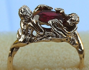 Nouveau A Price Above Rubies muse ruby ring from movie made to order,wedding or anniversary ring art nouveau nude lady fairy, Lay Away