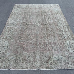 7&#39;5&quot;x10&#39;6&quot; Feet ,light pink background Turkish vintage anatolian rug,beige,brown colors rugs,area rugs,beige border,Floral rugs