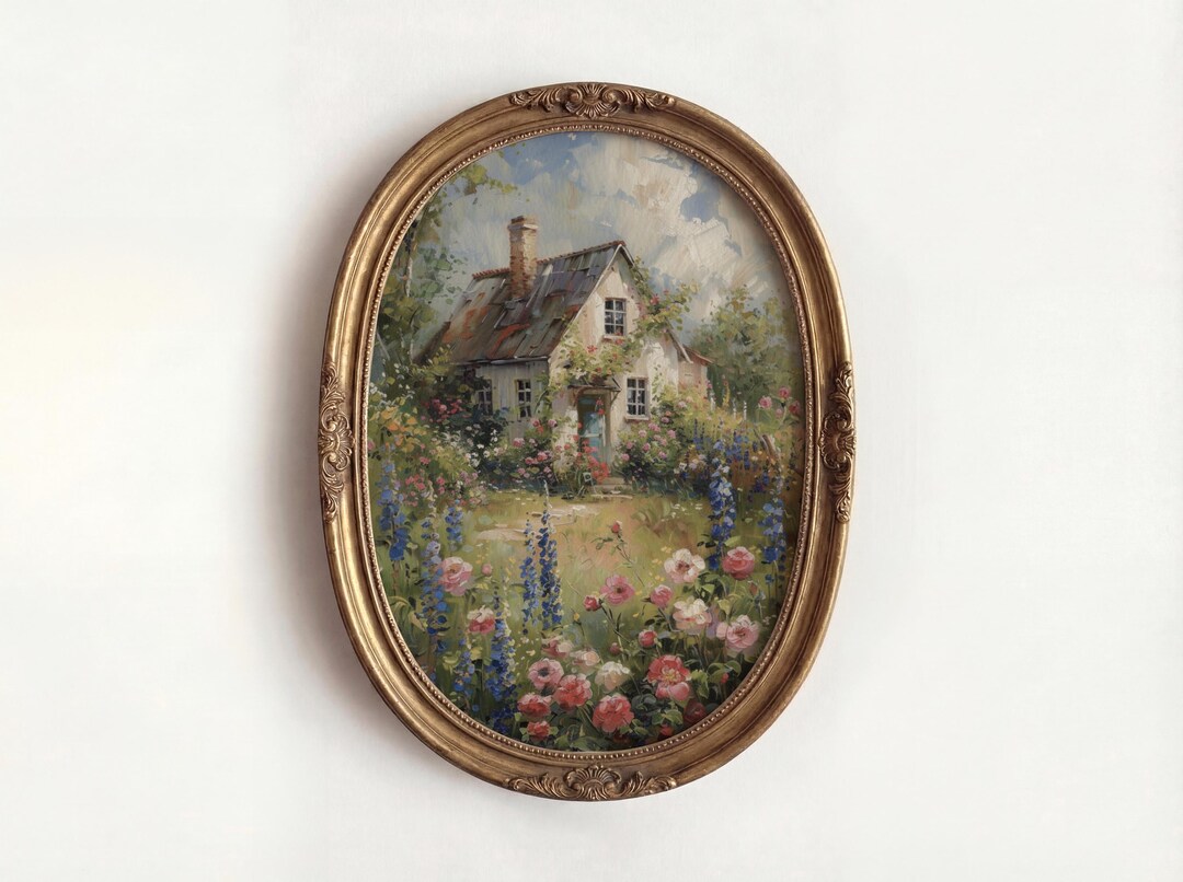 Printable Cottage Garden Wall Art, Spring Floral Painting Print ...