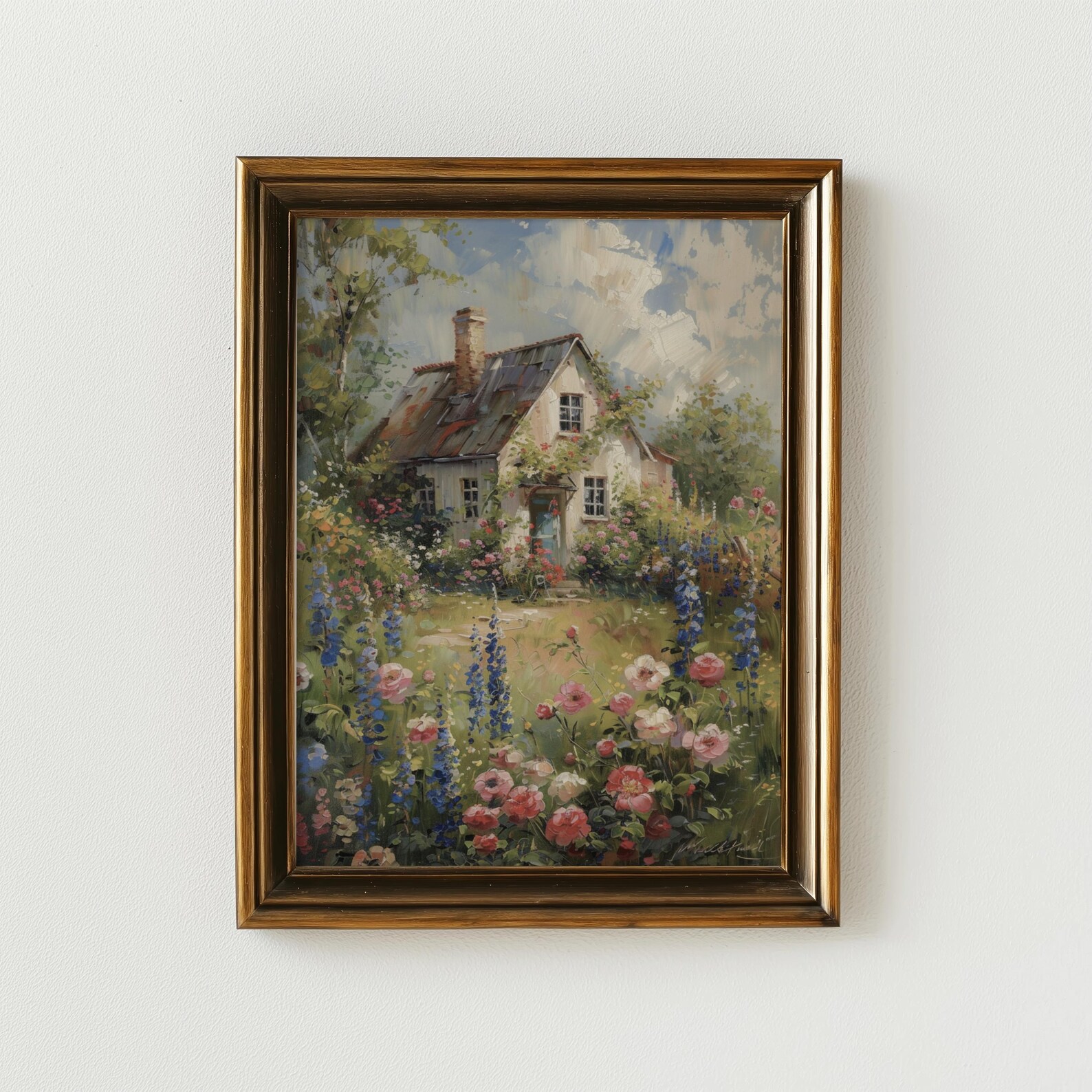 Printable Cottage Garden Wall Art, Spring Floral Painting Print ...