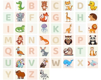 Animal Alphabet Nursery Print | Montessori ABC Wall Art | Samsung Frame TV (Digital Download)