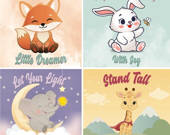 Animal Quotes Nursery Wall Art | Samsung Frame TV Art | Whimsical Kids Prints (Digital Download)