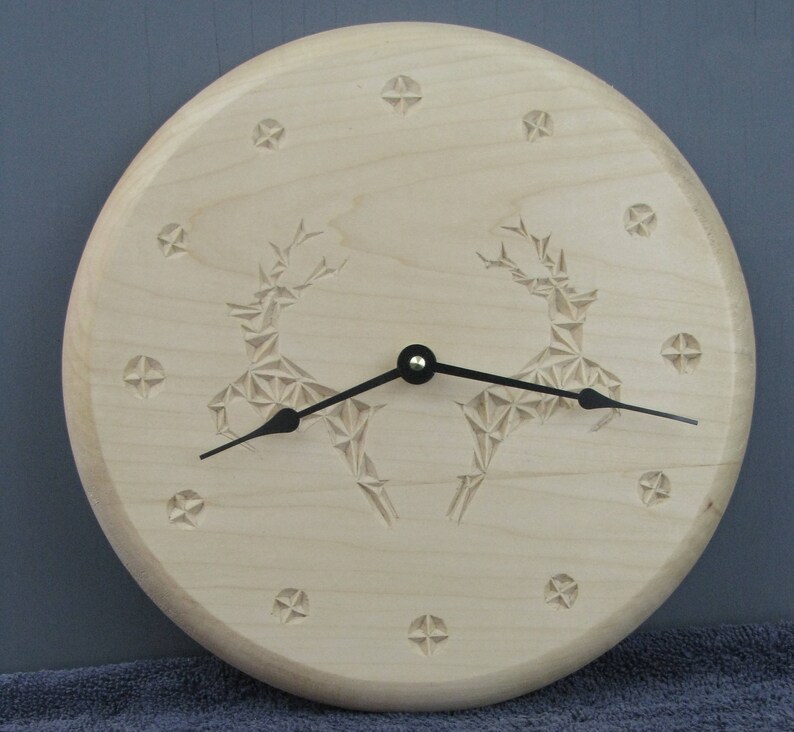 Chip Carved Stag Clock image 1