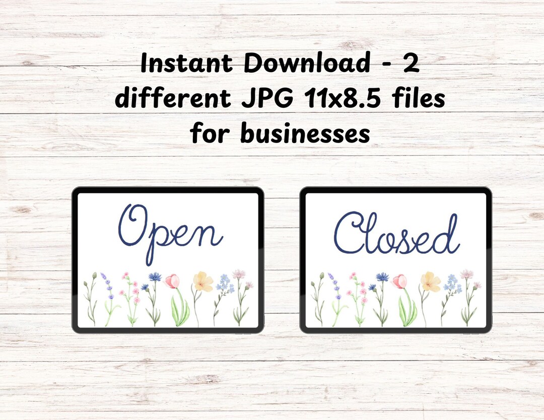 Wildflower Themed Open and Closed Signs for Office or Store - 2 JPG ...