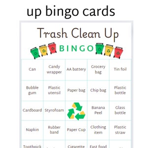 Trash Clean Up Bingo Spiel - Digitaler Download Set mit 3 Karten