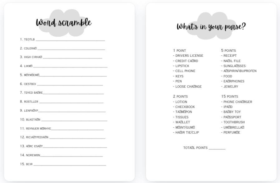 10 Baby Shower Games With Answer Key Digital Download Print Your Own ...