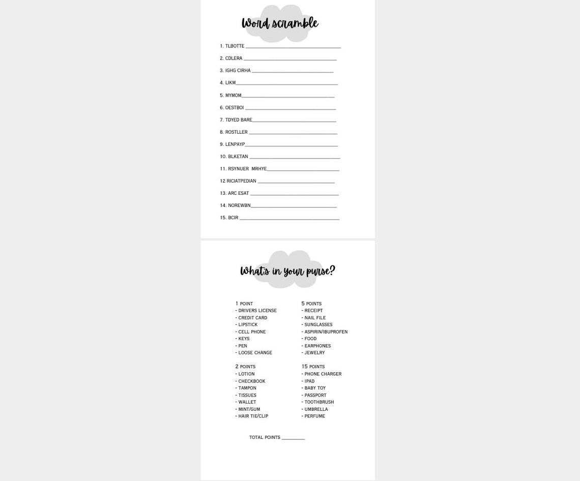 10 Baby Shower Games With Answer Key Digital Download Print Your Own ...