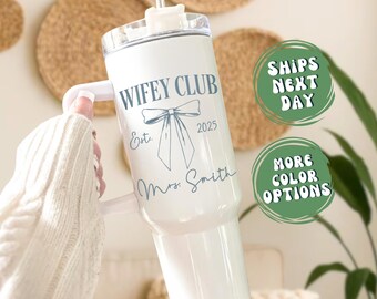 Wifey Cups Wifey Mug Wife Gift Wedding Day Gift Personalized 40oz Tumbler With Handle New Wife Gift Bride To Be Tumbler Wife Wedding Gift