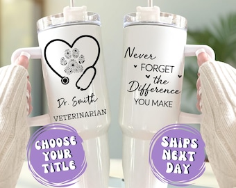 Personalized Veterinarian Tumbler Gift For Veterinarian Vet Tech Tumblers Vet Assistant Tumbler Cup Veterinary Receptionist Tumbler Vet Cup