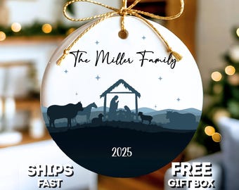 Personalized Nativity Ornament Christian Christmas Ornament Holy Family Ornament Gift Baby Jesus Manger Ornament Gift For Christian Women
